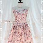 A Lovely Queen - Strapless Classic Cocktail Dress Pale Pink Playful Glamorous Floral Print Giant Bow Party Night Prom Wedding Bridesmaid