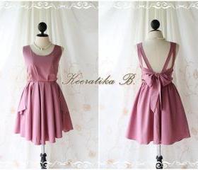 A Party - V Shape Style - Prom Party Cocktail Bridesmaid Dinner Wedding Night Dress Pale Rosy Brown Pink Nude Color Glamorous Cocktail Dress