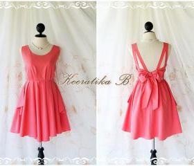 A Party - V Shape Dress - Prom Party Cocktail Bridesmaid Wedding Night Dress Sweet Watermelon Pink Glamorous Backless Cocktail Dress