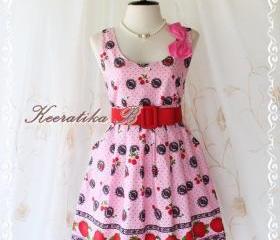 Little Jazzie II - Sweet Cutie Spring Summer Sundress Strawberry Print Pink Dress Party Beach Vacation Dress