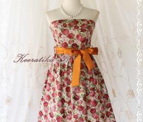Mind - Sweet Cutie Floral Strapless Dress Spring Summer Sundress Party Bridesmaid Prom Wedding Dress