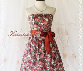 Mind - Sweet Cutie Floral Strapless Dress Spring Summer Sundress Party Bridesmaid Prom Wedding Dress