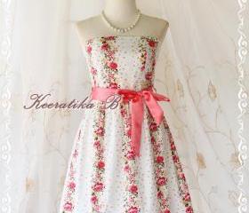 Mind - Sweet Cutie Floral Strapless Dress Spring Summer Sundress Party Bridesmaid Prom Wedding Dress