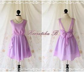 A Party Dress V Shape Style - Cocktail Wedding Bridesmaid Dinner Party Night Dress Bright Lilac Color Deep back Style Gorgeous Dress