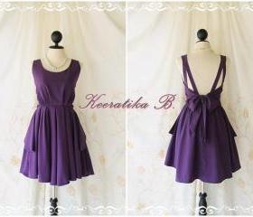 A Party - V Shape Style - Prom Party Cocktail Bridesmaid Dinner Wedding Night Dress Dusty Plum/Eggplant Color Glamorous Cocktail Dress