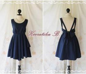 A Party - V Shape Style - Prom Party Cocktail Bridesmaid Dinner Wedding Night Dress Dark Navy Color Glamorous Cocktail Dress